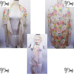Large Tan Floral Shrug Scarf Accessory